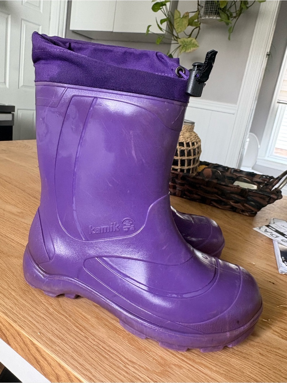 Kamik Purple Kids Rain & Snow Boots with Drawstring